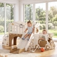 thumbnail image 1 of KORIMEFA 9-IN-1 Toddler Slide Set for kids Age 1-5, Bus-Themed Climber Indoor Outdoor Playset with Slide, Golf, Basketball Hoop, Climber, Wheel, 1 of 13