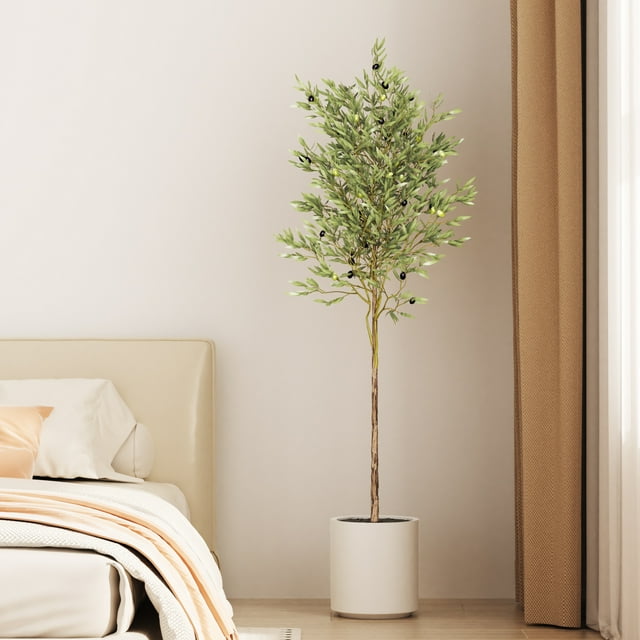 KORIMEFA Artificial Olive Tree 7FT Tall Faux Silk Plant for Home Office