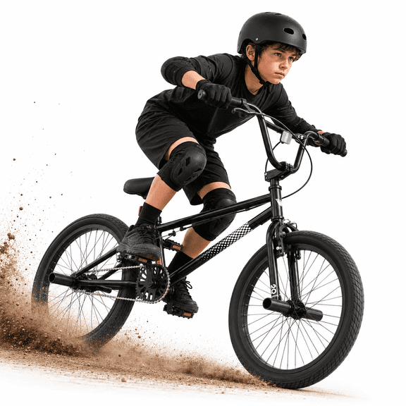 KORIMEFA BMX Bike for Kids 18 20 inch, 6-12 Years Boys Racing Freestyle Trick Bicycle, Hi-Ten Steel Frame, Beginner-Level to Advanced Riders