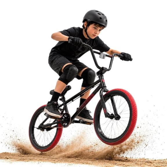 KORIMEFA BMX Bike for Kids 18 20 inch, 6-12 Years Boys Racing Freestyle Trick Bicycle, Hi-Ten Steel Frame, Beginner-Level to Advanced Riders