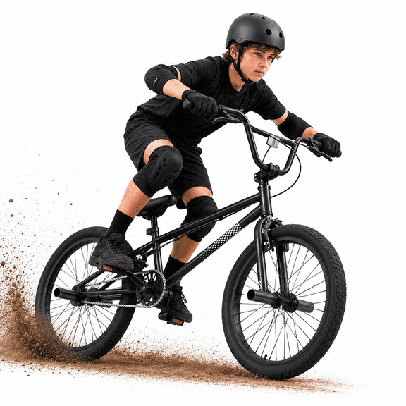 KORIMEFA BMX Bike for Kids 18 20 inch, 6-12 Years Boys Racing Freestyle Trick Bicycle, Hi-Ten Steel Frame, Beginner-Level to Advanced Riders