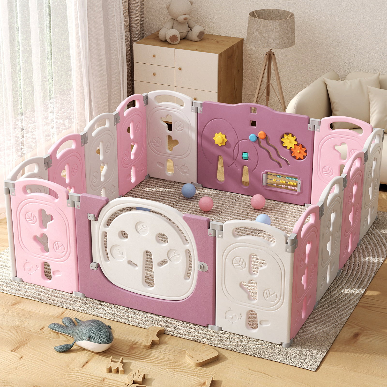 KORIMEFA Baby Playpen, Foldable Playpen for Babies and Toddlers, 60x60