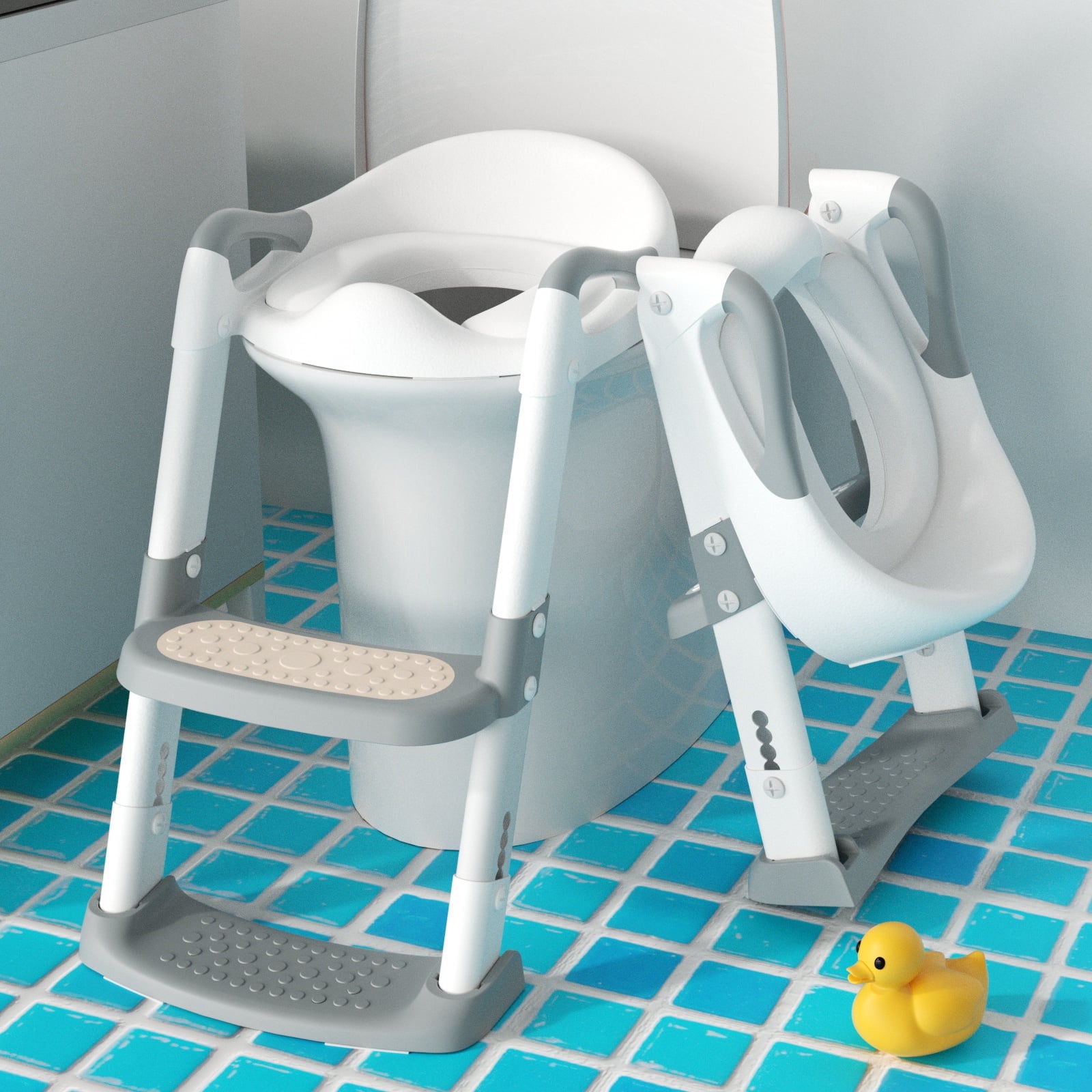 HTTMT Blue Portable Toddler Potty Training Toilet – With Flushing Sound – Baby Chair Seat