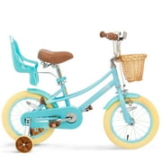 KORIMEFA Bike for Toddlers and Kids Ages 2-9 Years Old, 12 14 16 Inch Kids Bike with Training Wheels & Basket, 12 in Girl Bicycle with Handbrake & Kickstand