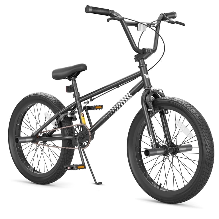 korimefa, Kids BMX Bike, 20 inch, Black, Adjustable Seat for Ages