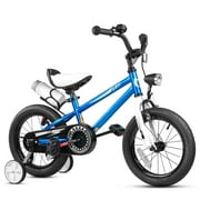 KORIMEFA  12 14 16 Inch Boys Bike with Training Wheels, Water Bottle Holder, Kids' Bicycle for Toddler Kids Girls Ages 3-9 Years, Durable Construction, Blue
