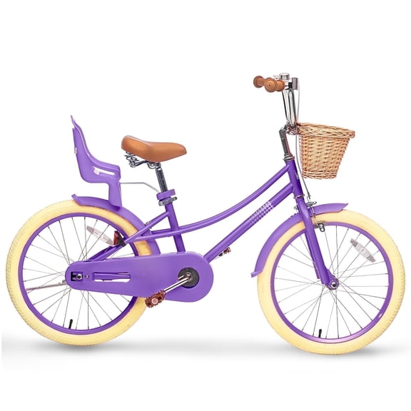 KORIMEFA Girls Bike Ages 8-12 Years Old, Kids Bike for Toddlers with Basket & Training Wheels, 20 inch Kids Bicycle with Handbrake & Kickstand