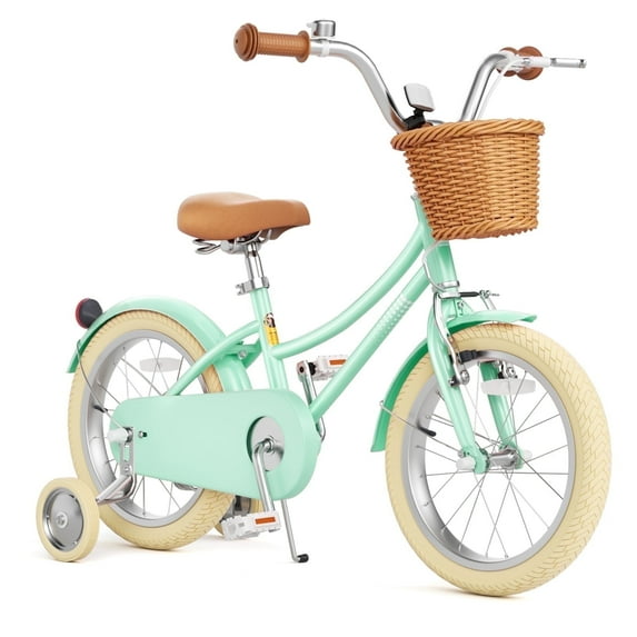 KORIMEFA Girls Bike for 6-9 Years Old Kids,16 Inch Kids Bike with Training Wheels & Basket, Multiple Colors