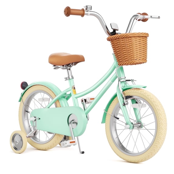KORIMEFA Girls Bike for 6-9 Years Old Kids,16 Inch Kids Bike with Training Wheels & Basket, Multiple Colors