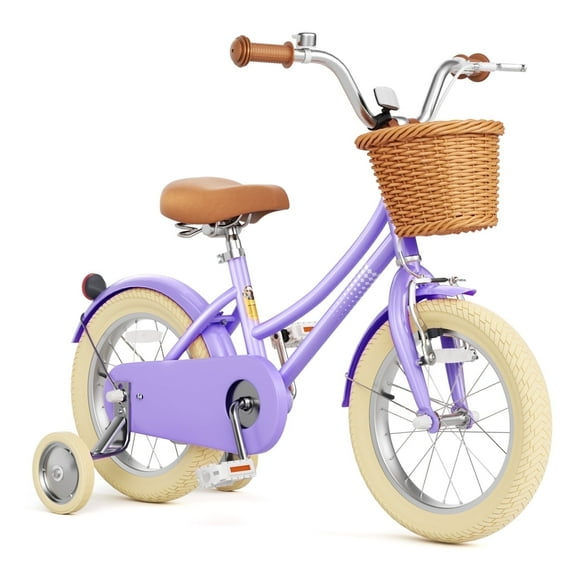 KORIMEFA Girls Bike for Toddlers 4-8 Years Old Kids, 14 Inch Kids Bike with Training Wheels & Basket, Multiple Colors
