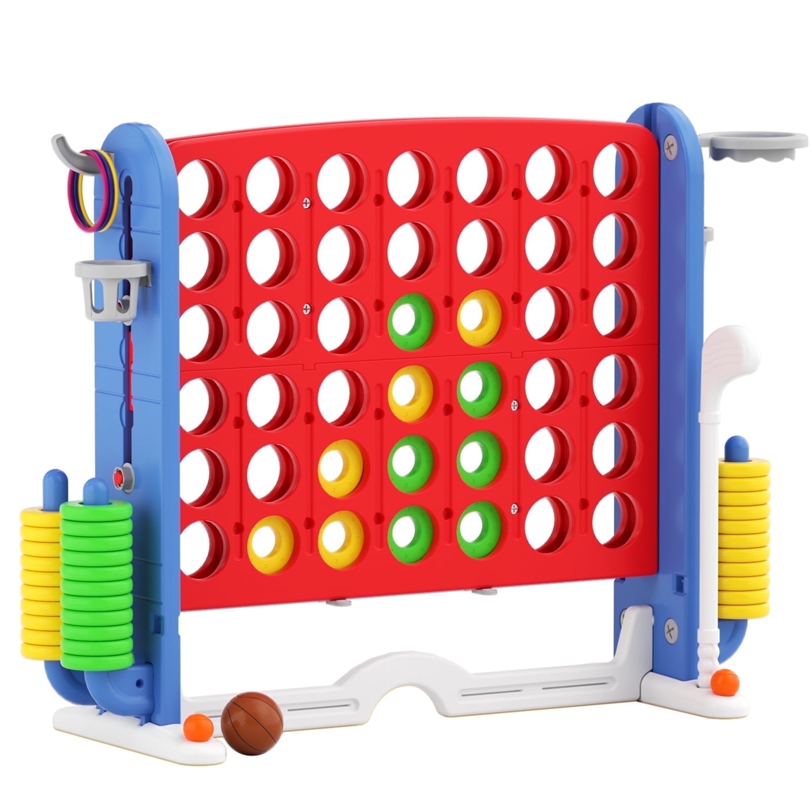KORIMEFA Jumbo 4-to-Score Giant Game Set 4 in a Row Connect Game Perfect for Kids Adults Outdoor Holiday Party Family yard Game, Red