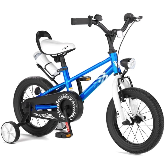 KORIMEFA 12 inch Kids Bike, Boy Bicycle with Training Wheels for 3-6 Years Old Toddlers, Children Bicycle with Water Bottle Holder & Headlight & Training Wheels