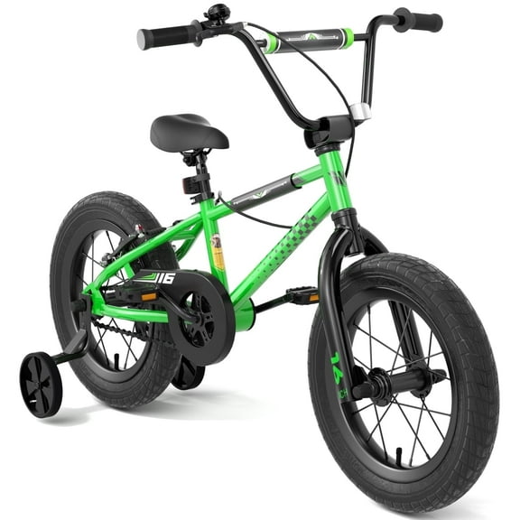 KORIMEFA Kids Bike , 16 Inch Kids Bike BMX Style Bicycle with Training Wheels Coaster Brake for 6-9 Years Old Toddlers Boys Girls Multiple Colors (Green)