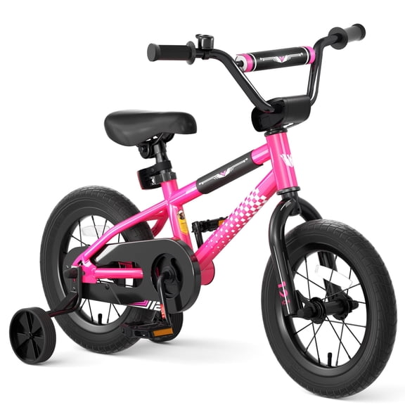 Korimefa Kids Bike, 12 inch Kids Bike BMX Style Bicycle with Training Wheels Coaster Brake for 2 3 4 Years Old Toddlers Boys Girls Multiple Colors (Pink)
