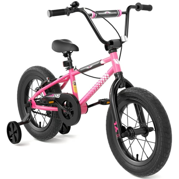 KORIMEFA Kids Bike , 16 Inch Kids Bike BMX Style Bicycle with Training Wheels Coaster Brake for 6-9 Years Old Toddlers Boys Girls Multiple Colors (Pink)