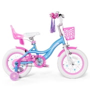 KORIMEFA Kids Bike for Girls Ages 2-7 Years Old, 12 14 16 Inch Kids Bike with Training Wheels, Doll Seat, Streamers and Basket, Toddler Girls Bike, Multiple Cik