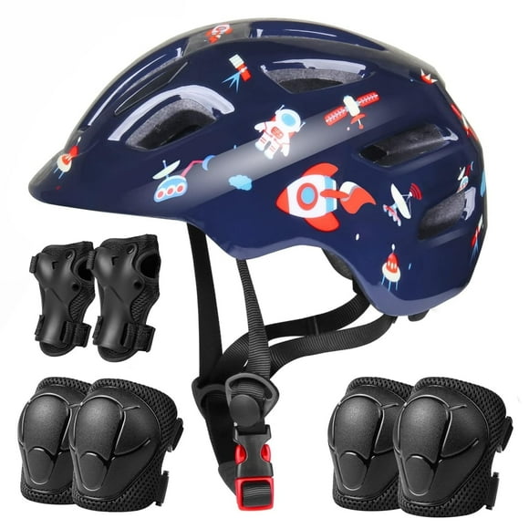 KORIMEFA Kids Bike Helmet,Multi-Sport Protective Gear Set for 3-5-8-14 Years Boys Girls, Toddler Helmet with Knee Elbow Pads Wrist Guards for Cycling Skateboard Scooter