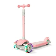 KORIMEFA Kids Kick Scooter for Toddlers 3-8 Years Old Boys Girls, 3 Wheel Scooter with Light-Up Wheels and 4 Adjustable Heights