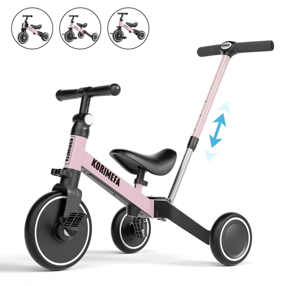 KORIMEFA 5 in 1 Kids Tricycle for 1-4 year olds, Toddler Bike Kids Trike for Balance Training, Baby Bike with Push Handle for Boy Girl