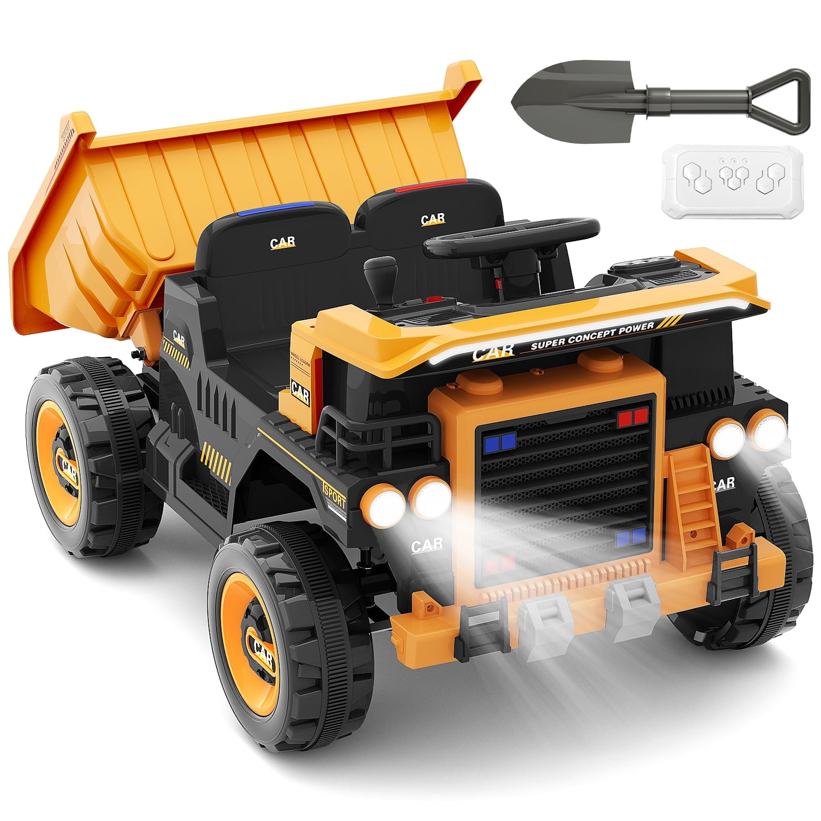 Yellow 12V Ride-On Dump Truck with Remote Control