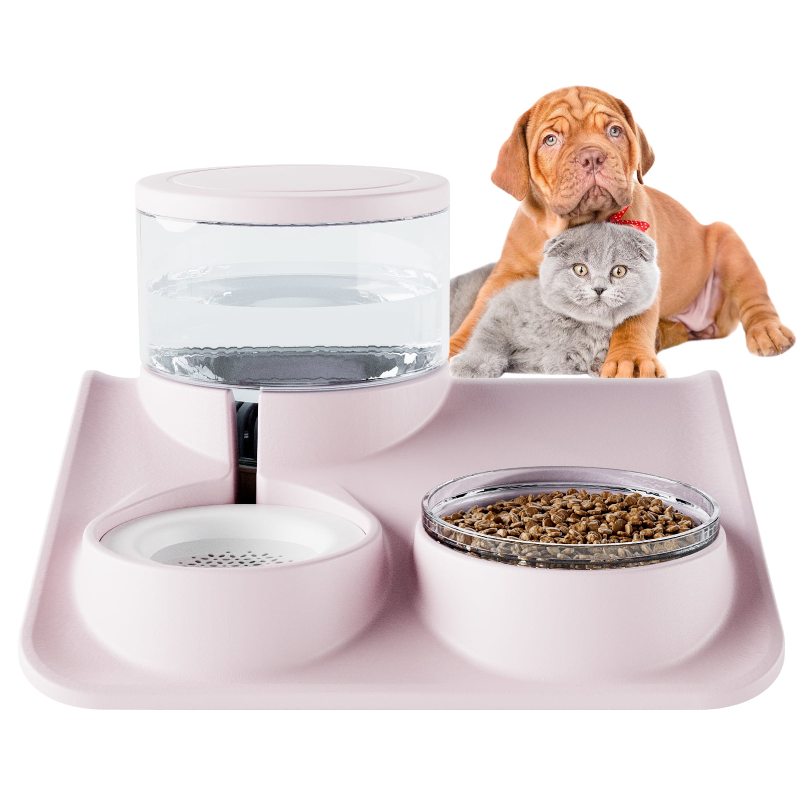 KORIMEFA Tilted Cat Water and Food Bowl Set, Double Dog Cat Bowls with