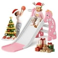 thumbnail image 1 of KORIMEFA Toddler Slide Indoor Slide for Toddlers Age 1-3 Kids Indoor Outdoor Slide Baby Plastic Play Slide with Basketball Hoop and Ball Foldable Slide, Pink, 1 of 12