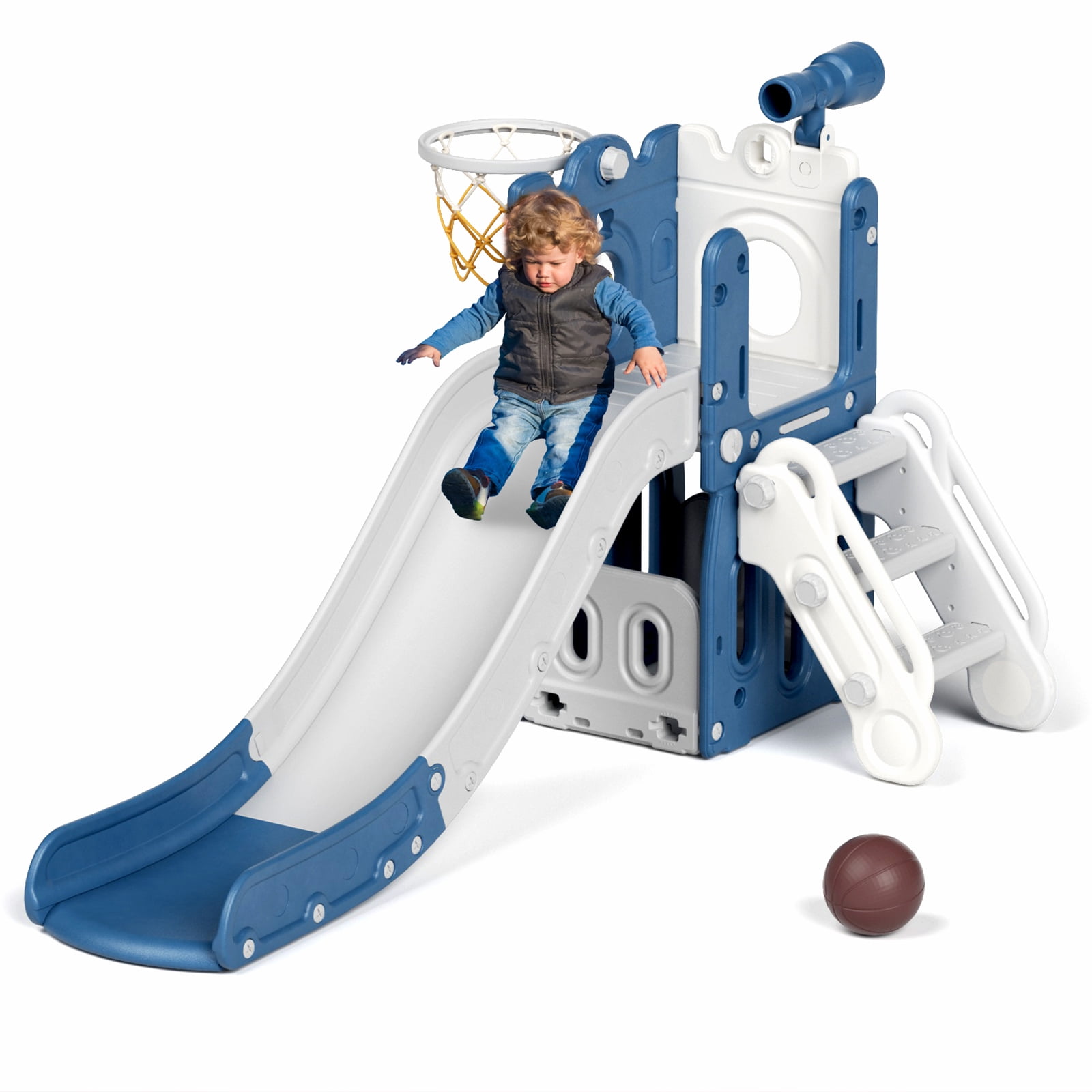 KORIMEFA Toddler Slide Set, Slide for Toddlers Age 14 with Basketball
