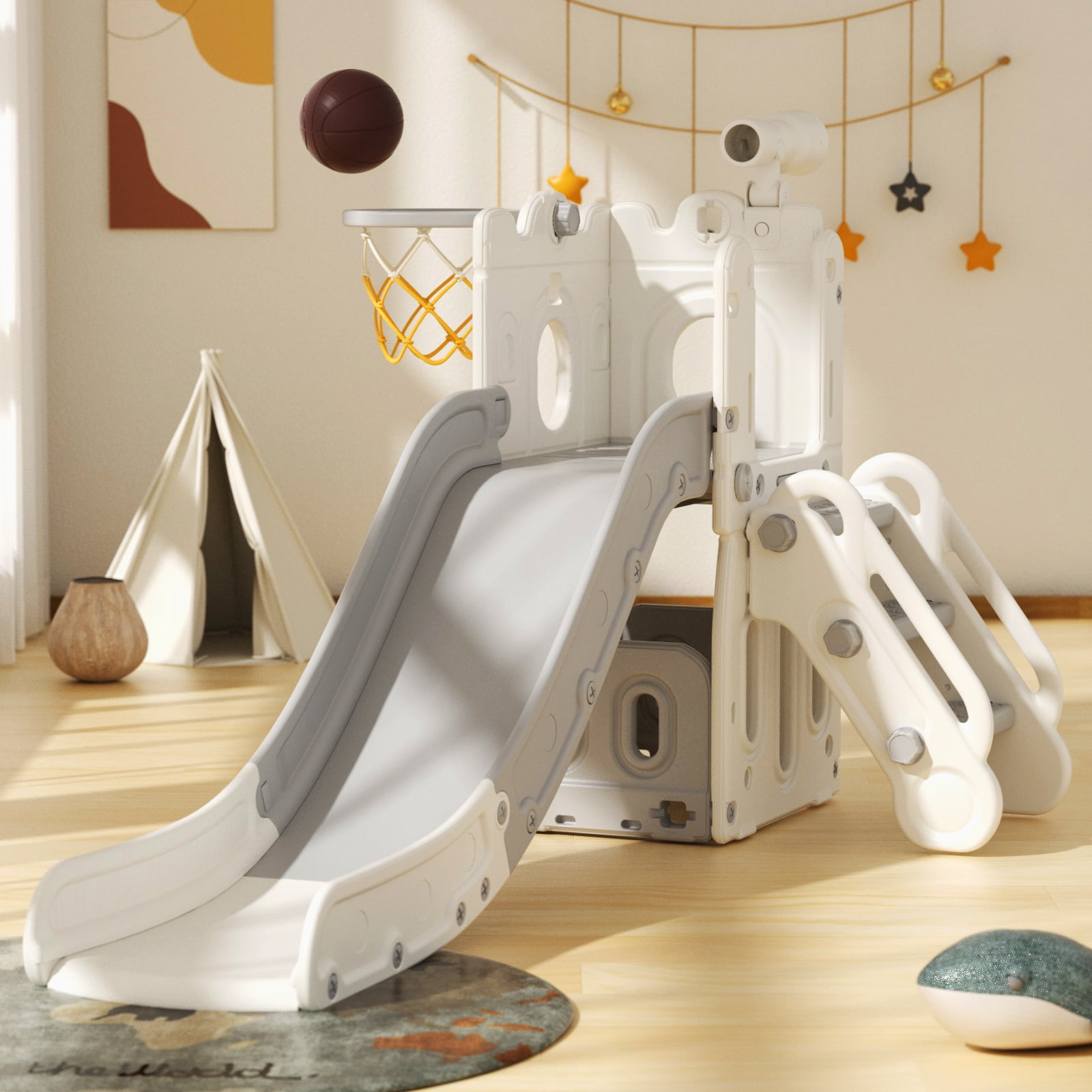 KORIMEFA Toddler Slide for Age 1 3 Outdoor Playset Indoor Playground Kids Slides for Backyard Baby Slide 6 in 1 Climber Slides Walmart Business Supplies