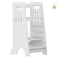 thumbnail image 1 of KORIMEFA Toddler Standing Tower - Adjustable Height Toddler Kitchen Stool Helper - Ideal Kids Kitchen Step Stool for Learning New Skills - White, 1 of 14
