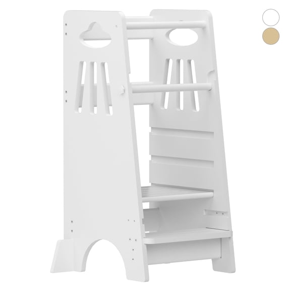 KORIMEFA Toddler Standing Tower - Adjustable Height Toddler Kitchen Stool Helper - Ideal Kids Kitchen Step Stool for Learning New Skills - White