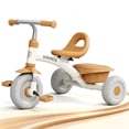 thumbnail image 1 of KORIMEFA Toddler Tricycle for Ages 2-5 Boys Girls, Beginner Tricycle for kids with Quiet Ride Wheels and Storage Bin, Brown, 1 of 13