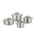 thumbnail image 1 of KORKMAZ Proline Goldset Stainless Steel Cookware Set, Cooking Pots with Lids, 8Pcs, 2.11-3.27-4.22-6.34qt, 1 of 3