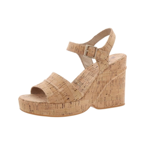 KORKS Womens Buckle Cork Wedge Heels