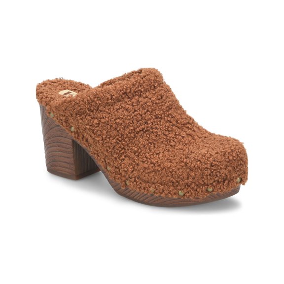 KORKS Womens Brown Studded Teddy Round Toe Block Heel Slip On Clogs Shoes 8 M