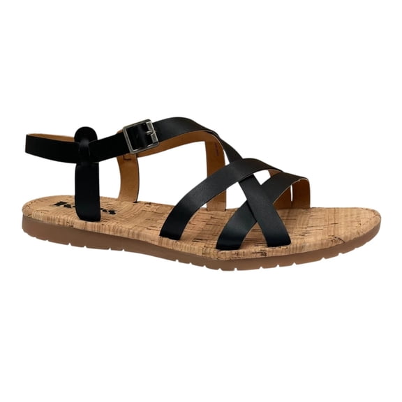 KORKS Womens Jerrick Strappy Sandals Size 8 Black Tan Open Toe Comfort Shoes