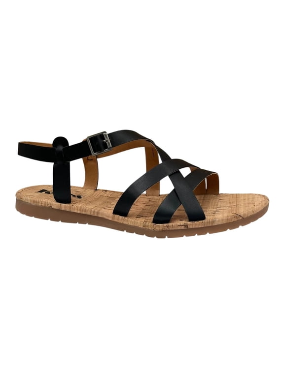 Womens Jerrick Strappy Sandals Size 8 Black Tan Open Toe Comfort Shoes