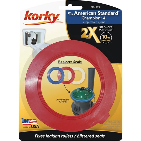 KORKY Rubber Toilet Flapper, Red, for Use with Fits American Standard Champion 4 Toilets