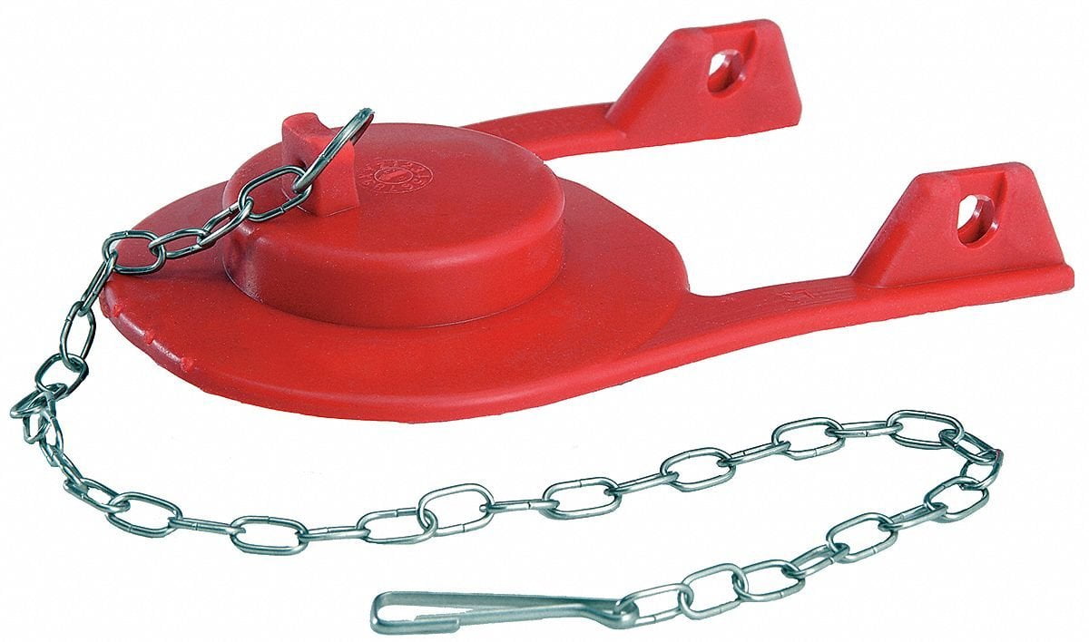 Red 2" Universal Rubber Toilet Flapper with Stainless Steel Chain