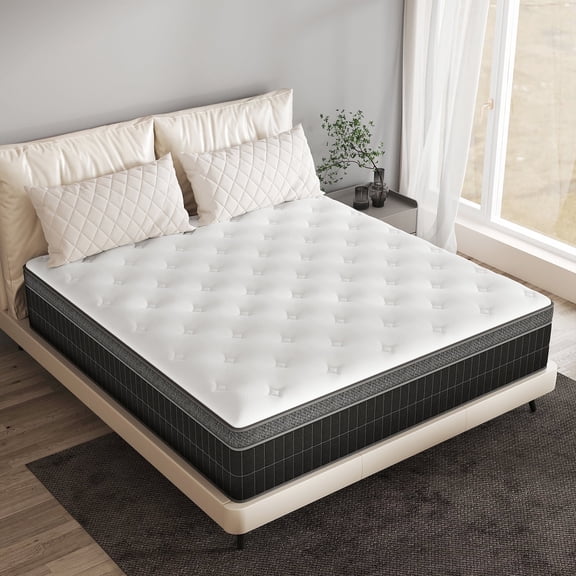Kviwasha 12 inch Queen Mattress Gel Memory Foam Spring Hybrid Mattress in a Box