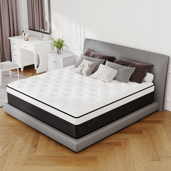 Kviwasha 10 inch Queen Mattress with Pocketed Springs Hybrid Mattresses in a Box, Adult