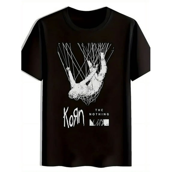 KORN Rock Band Graphic Tee - Men's & Women's Black Crew Neck Short Sleeve T-Shirt with "The Nothing" Design