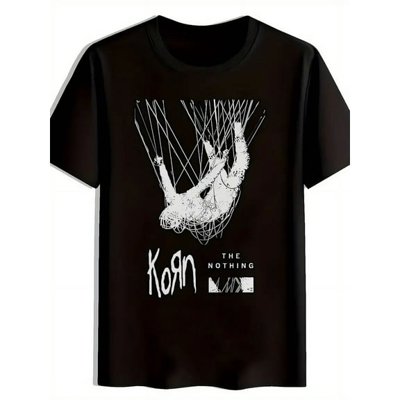 KORN Rock Band Graphic Tee - Men's & Women's Black Crew Neck Short Sleeve T-Shirt with "The Nothing" Design