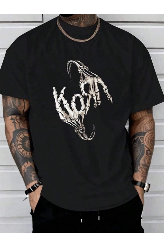 KORN SKELETON FINGERS Men'S T-Shirt, 100_ Cotton Crew Neck Casual Tee, Sizes S-XXXL  Concert Outfit Cotton T Shirt Vintage Shirts Graphic Tees Funny Shirts Halloween Fgift,Printed & Shipped In USA
