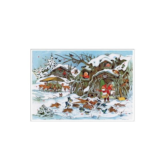 Korsch Advent - Animals and Elves - 8"H x 11.5"W x .1"D