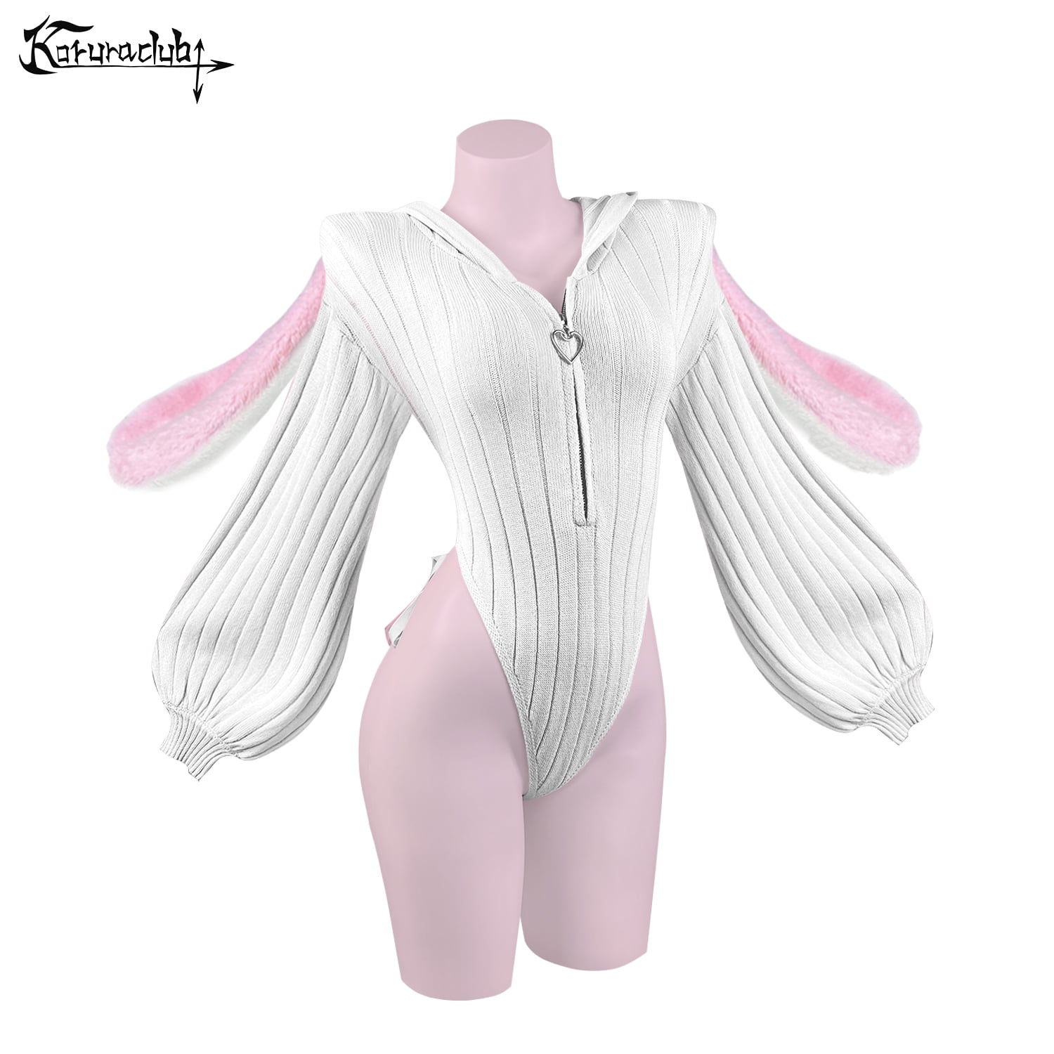 KORURACLUB White Bunny Girl Lingerie, Bunny Animal Costume, Bunny Girl Bodysuit