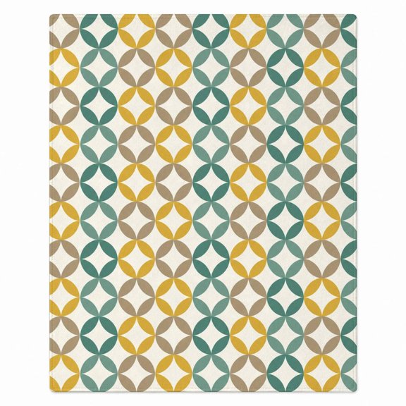 KORVYNZA Interlocking Circle Fleece Throw Blanket, 280 GSM Polyester