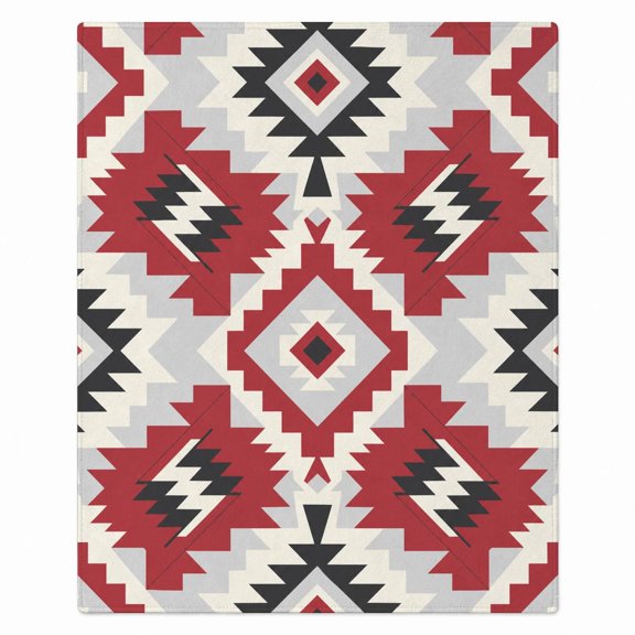 KORVYNZA Stepped Diamond Fleece Throw Blanket, 280 GSM Polyester