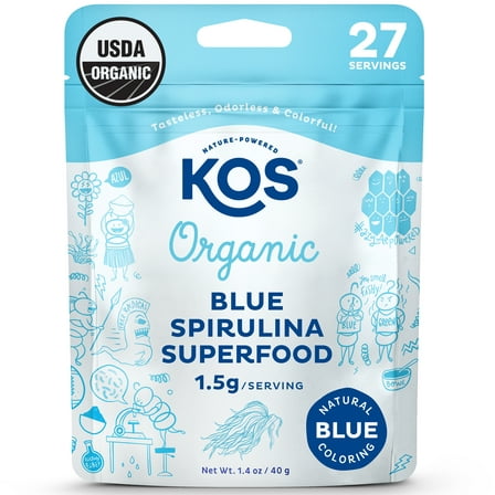 KOS Blue Spirulina Powder, Nutritious Antioxidant Energy Boost 1.4oz