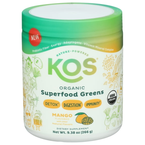 KOS Organi Superfood Greens, Mango, 28 Servings
