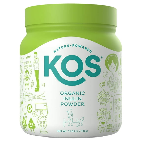 KOS Organic Inulin Powder, Unflavored Prebiotic FOS, 11.85oz